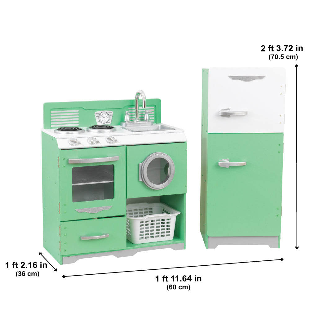 Kids Pretend Play Kitchen with Storage and Toy Refrigerator
