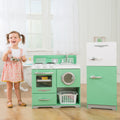 Kids Pretend Play Kitchen with Storage and Toy Refrigerator