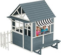 Magnetic Fort Building Kit with Chalkboard, Pet Door and Flower Boxes - Blue Gray