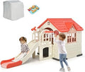 Kids Climber and Activity Playset with Slide, Picnic Table and Windows - Pink