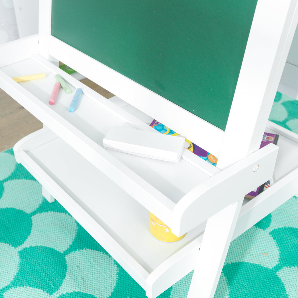 Kids Art Easel with Chalkboard - White