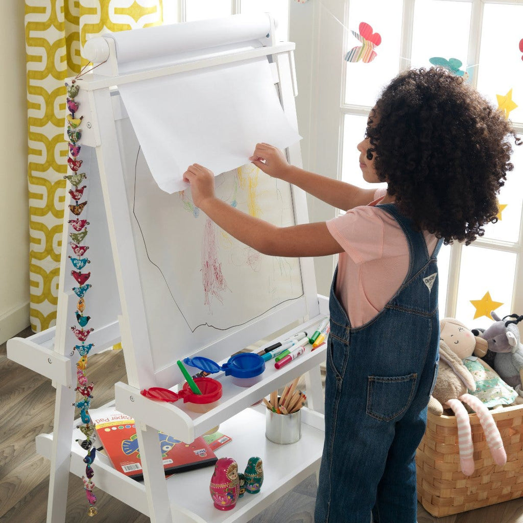 Kids Art Easel with Chalkboard - White