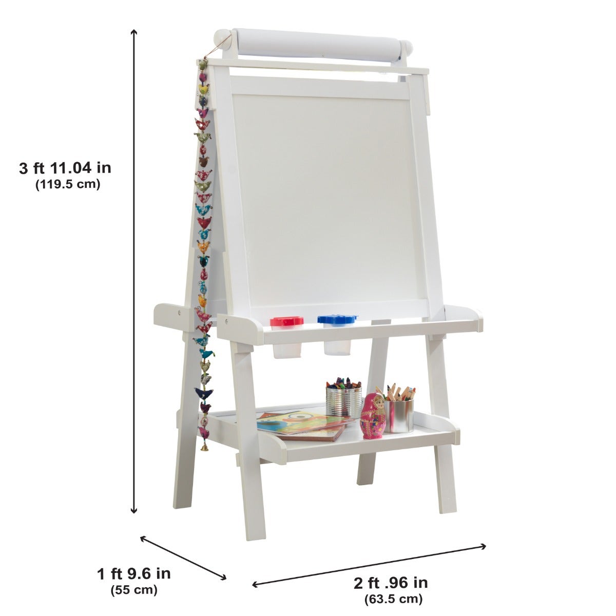 Kids Art Easel with Chalkboard - White