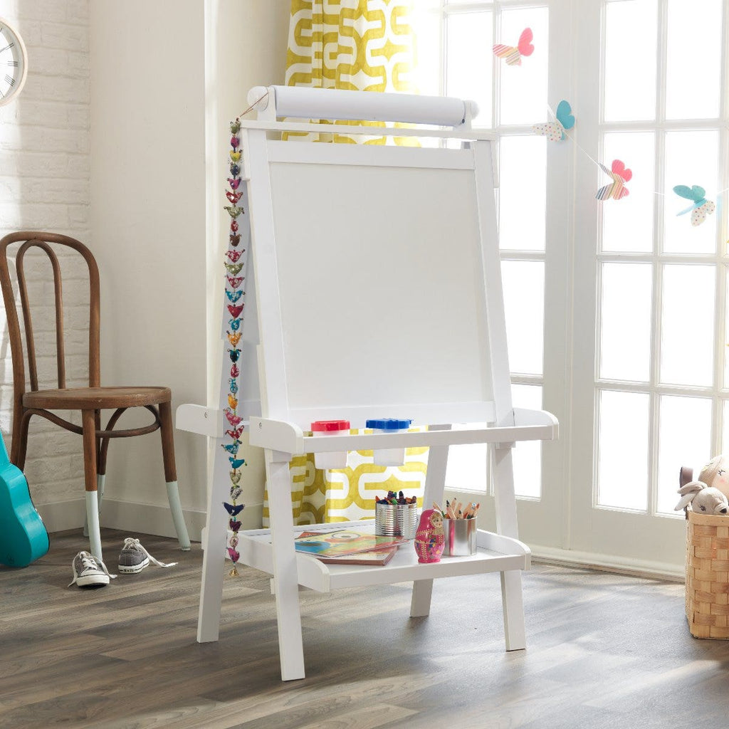 Kids Art Easel with Chalkboard - White