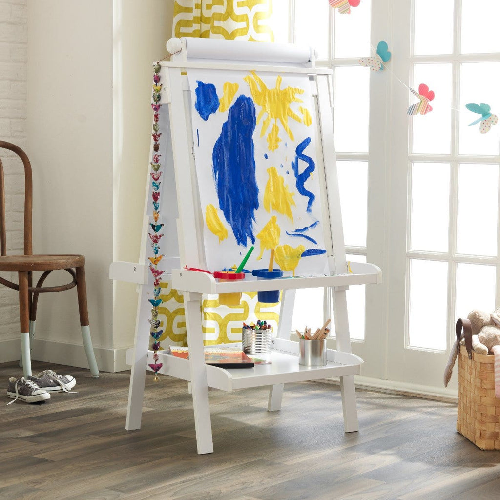 Kids Art Easel with Chalkboard - White