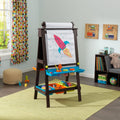 Kids Art Easel with Chalkboard and Storage - Espresso