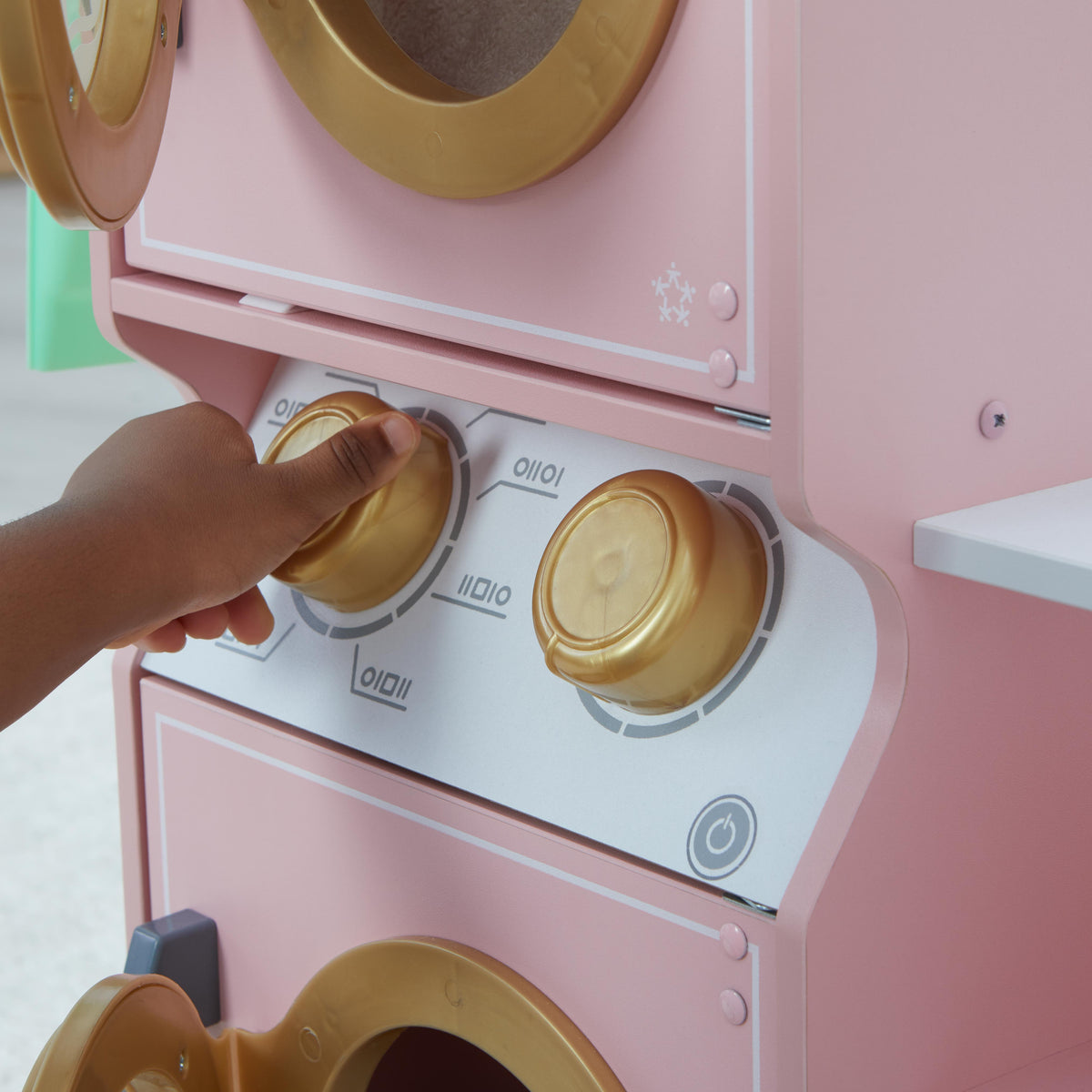 Kids Pretend Laundry Play Set with Storage - Pink / Gold