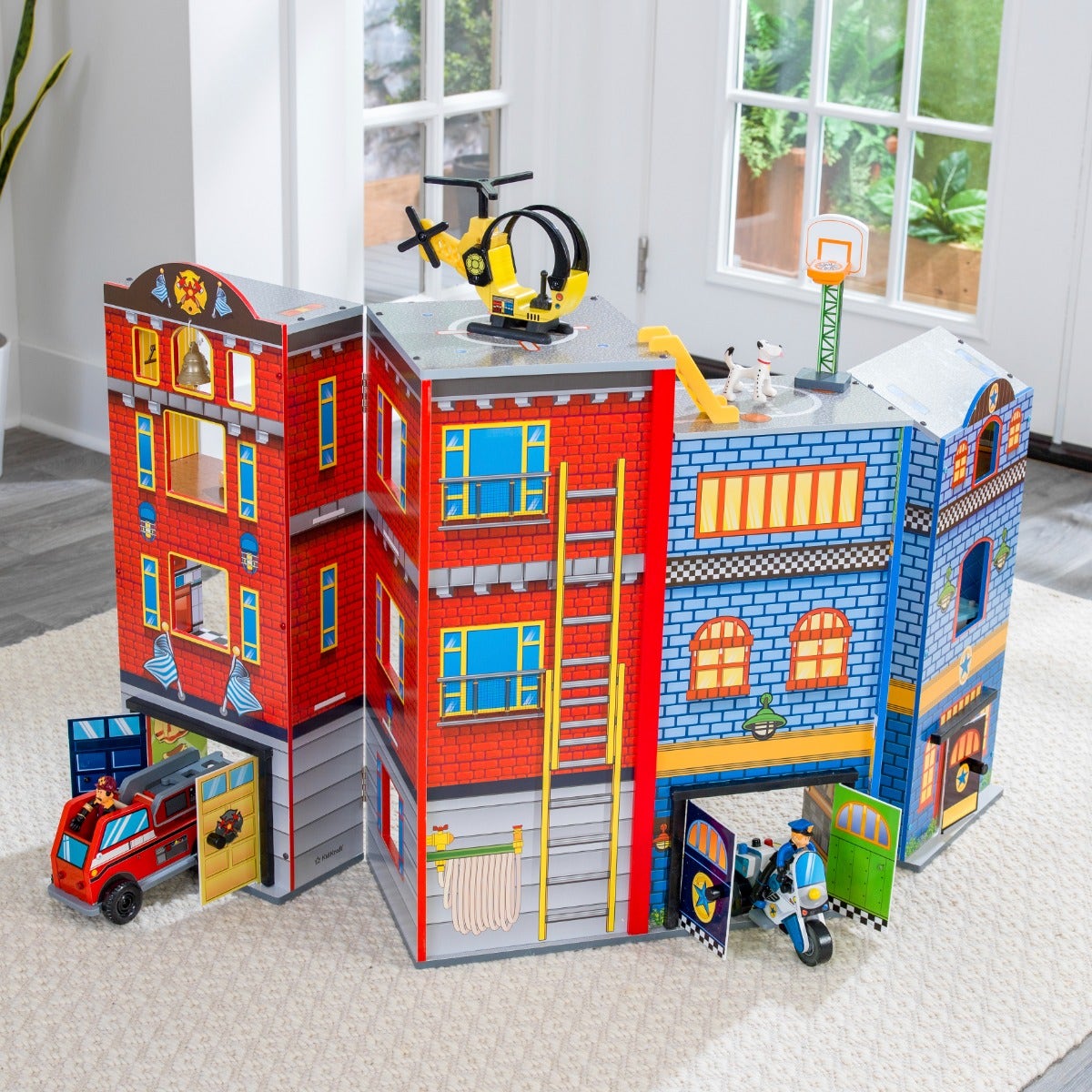 Wooden Rescue Station Play Set with Storage