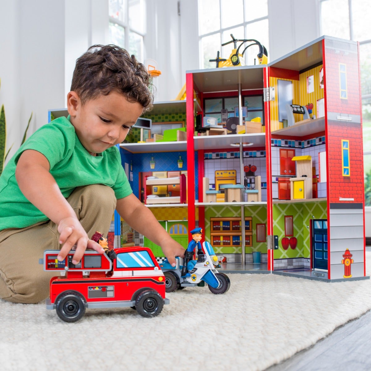 Wooden Rescue Station Play Set with Storage