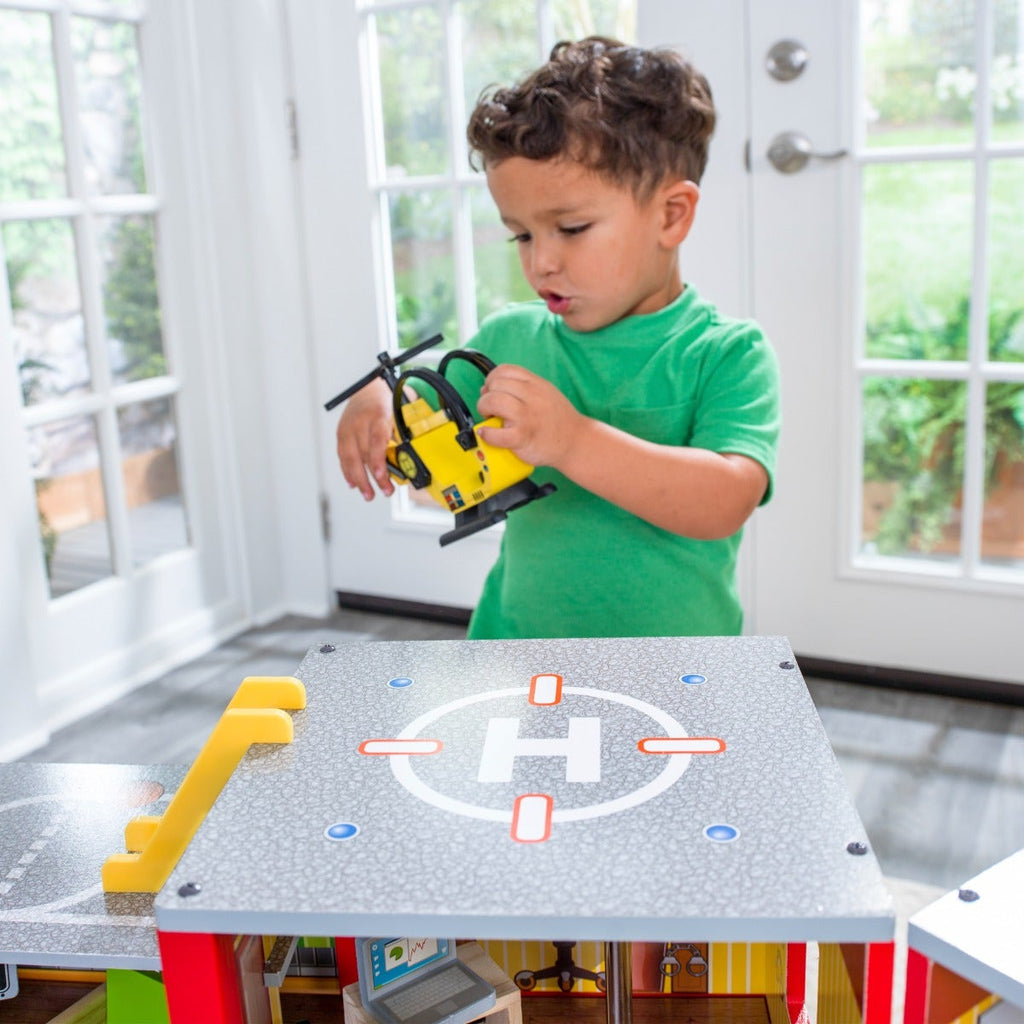 Wooden Rescue Station Play Set with Storage