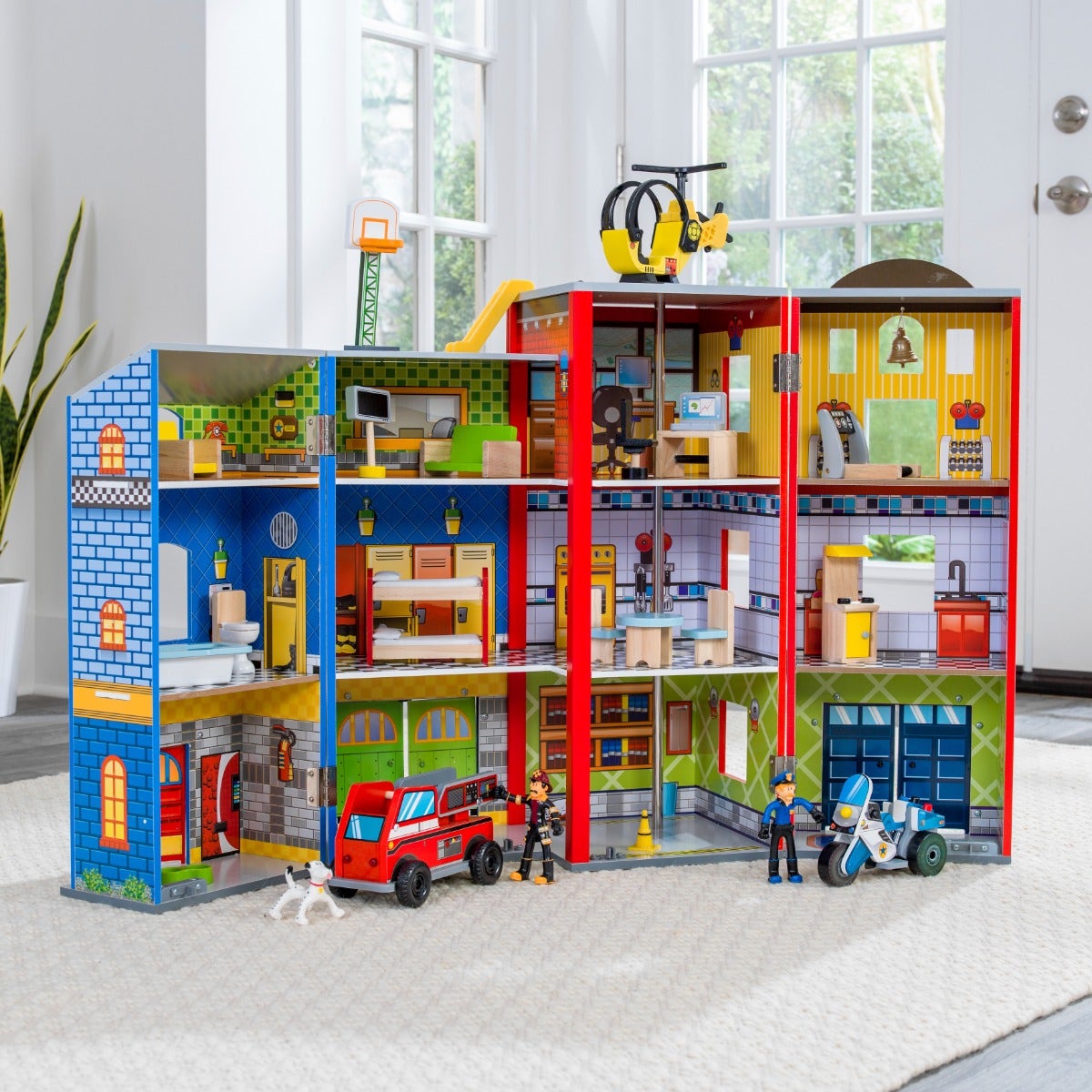 Wooden Rescue Station Play Set with Storage
