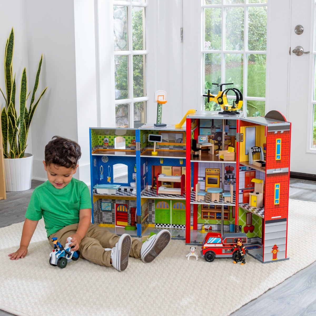 Wooden Rescue Station Play Set with Storage
