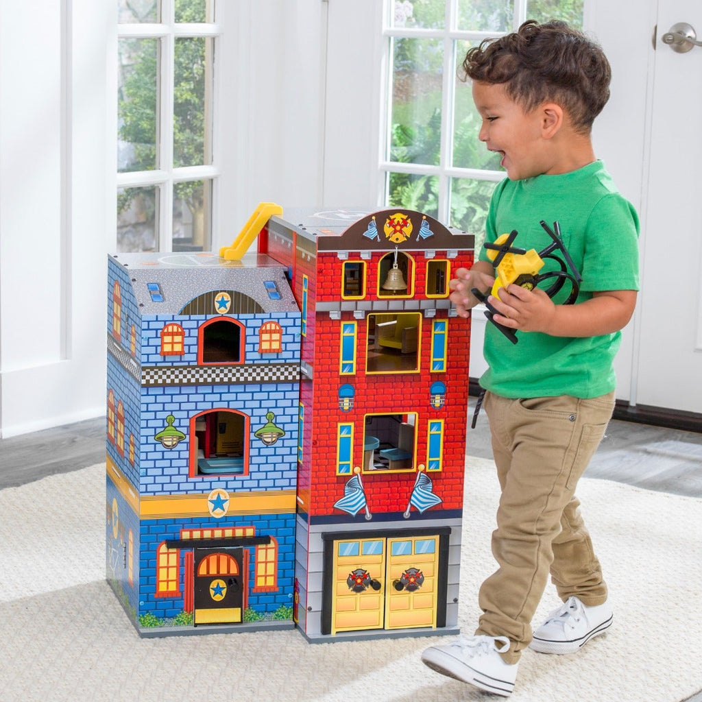 Wooden Rescue Station Play Set with Storage