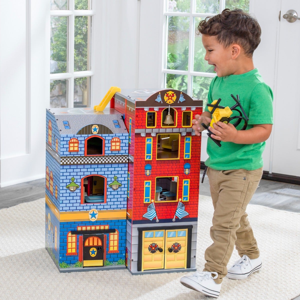 Wooden Rescue Station Play Set with Storage