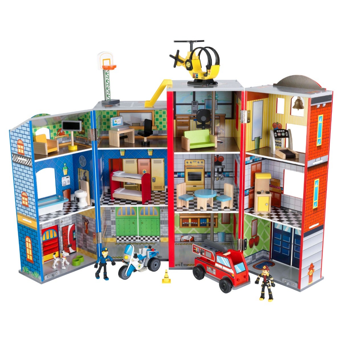 Wooden Rescue Station Play Set with Storage