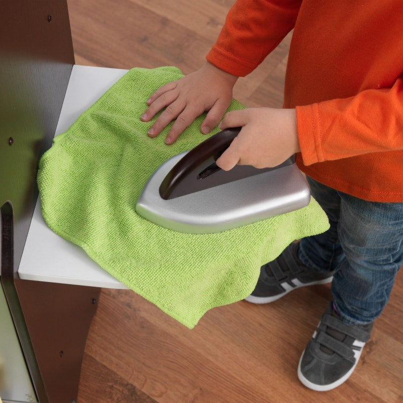 Kids Pretend Laundry Play Set with Chalkboard and Storage - Espresso
