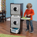 Kids Pretend Laundry Play Set with Chalkboard and Storage - Espresso