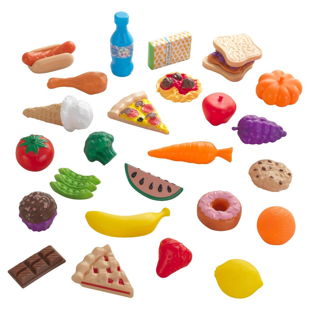 Kids Pretend Play Kitchen with Chalkboard and Play Food