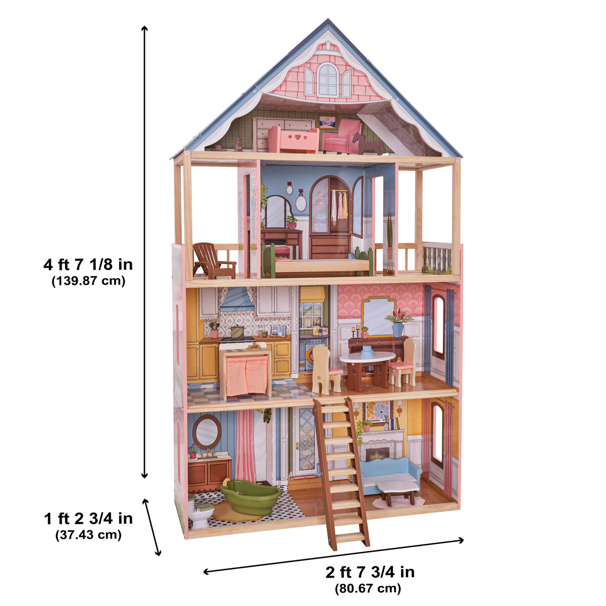 Wooden Dollhouse for Kids