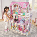 Wooden Dollhouse with Elevator and Canopy