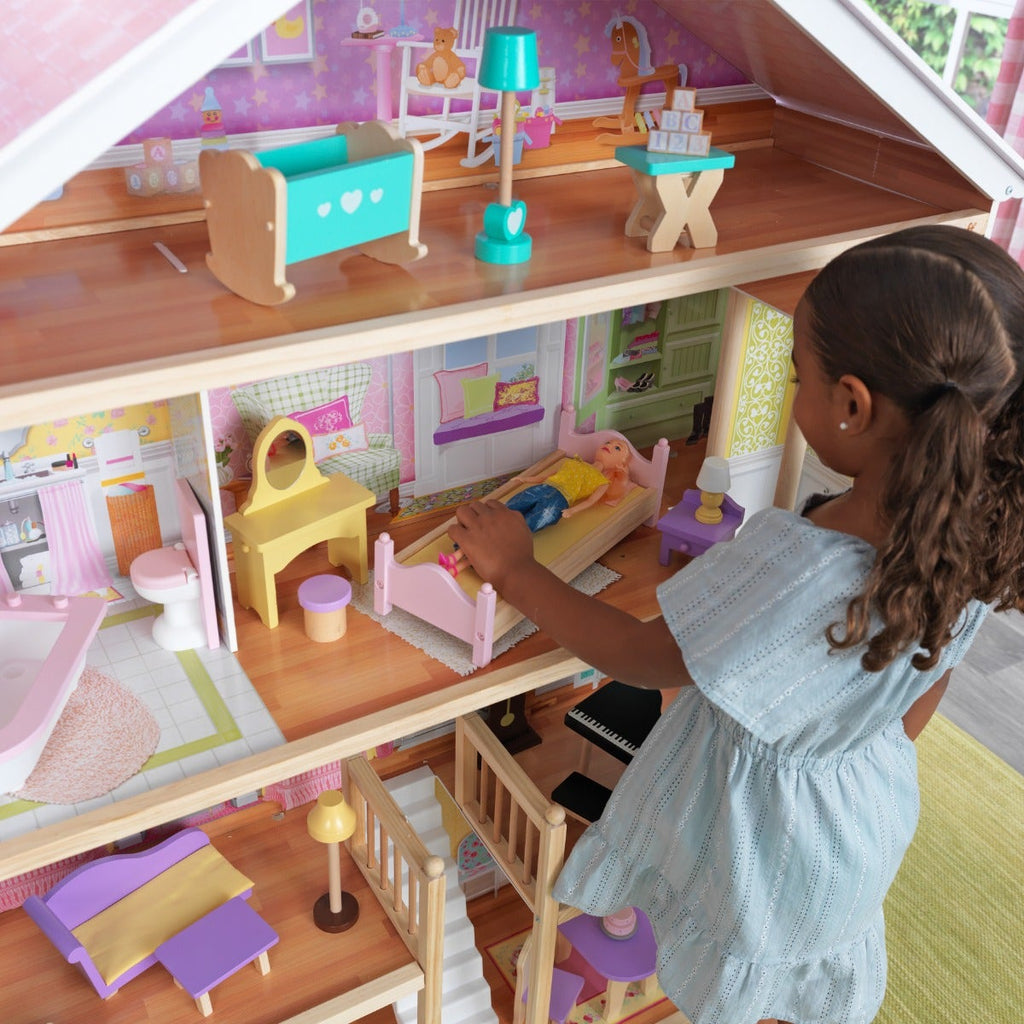 Wooden Dollhouse with Elevator
