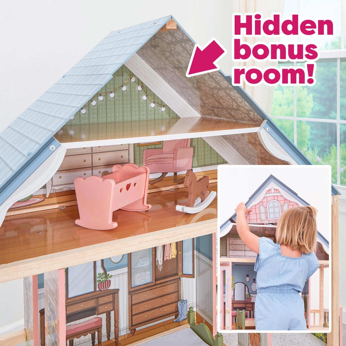 Wooden Dollhouse for Kids