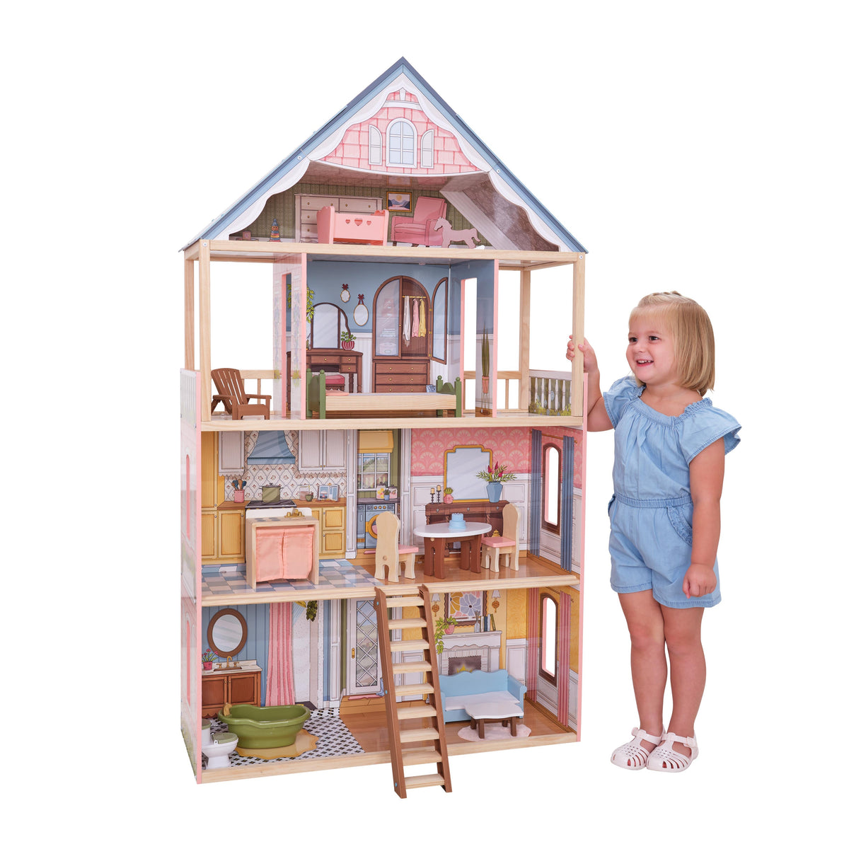 Wooden Dollhouse for Kids