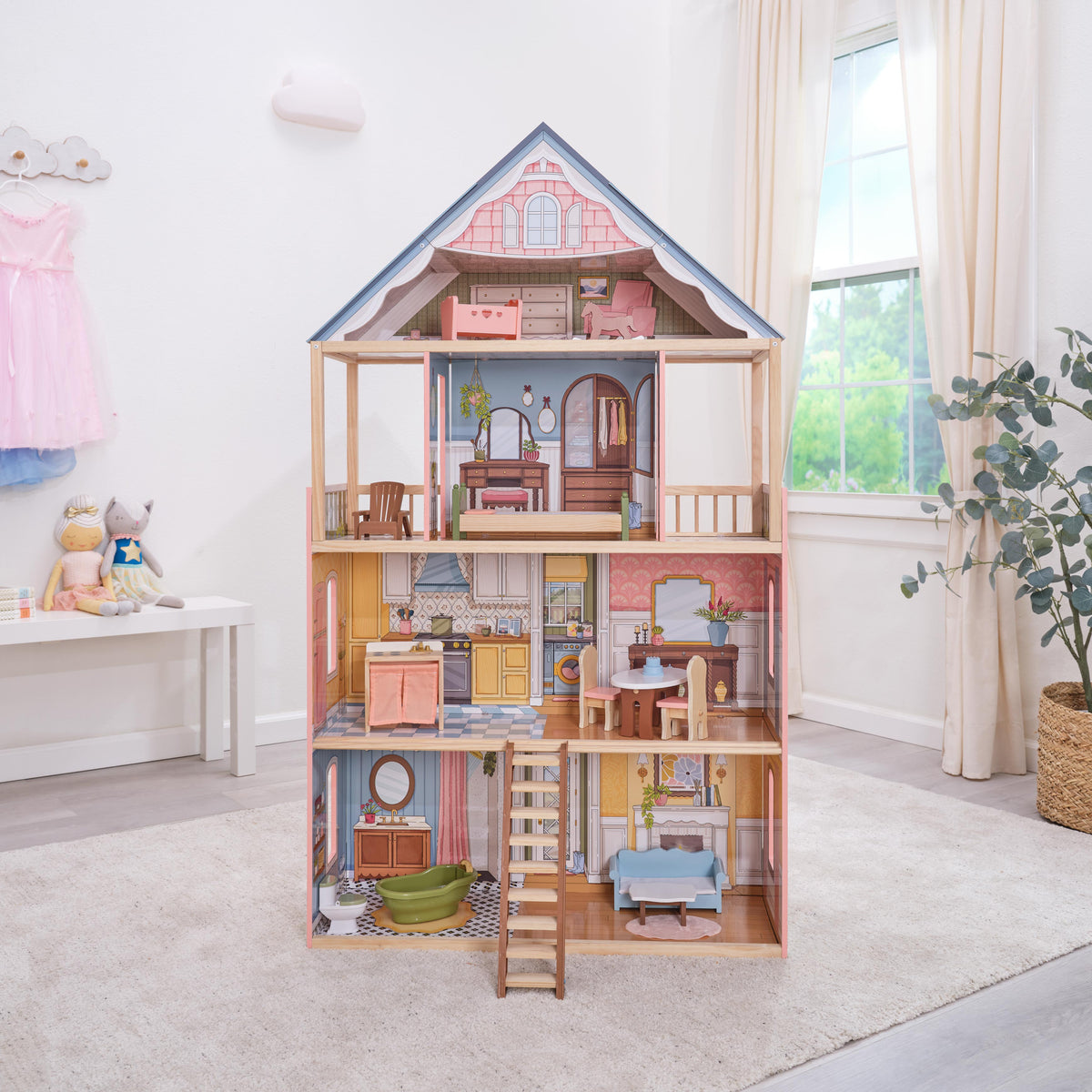 Wooden Dollhouse for Kids