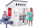 Wooden Outdoor Playhouse with Picnic Table, Mailbox and Toy Grill - White