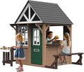 Fir Wood Outdoor Playhouse with Doorbell, Pet Door and Half Door - Brown