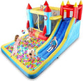 Inflatable Bounce House with Climbing Wall, Ball Pit and Blower