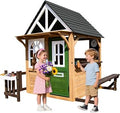 Fir Wood Outdoor Playhouse with Doorbell, Chalkboard and Pet Door - Brown