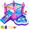 Inflatable Bounce House with Slide, Ball Pit and Splash Pool - Pink