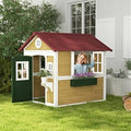 Fir Wood Outdoor Playhouse with Flower Boxes and Windows
