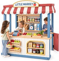 Cedar Wooden Outdoor Playhouse with Play Kitchen, Chalkboard and Flower Boxes - Blue