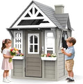 Cedar Wooden Outdoor Playhouse with Play Kitchen, Doorbell and Toy Sink - Gray