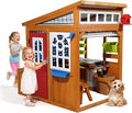 Cedar Wooden Outdoor Playhouse with Doorbell