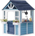 Wooden Outdoor Playhouse with Toy Sink and Flower Boxes