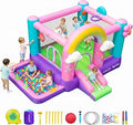 Inflatable Bounce House with Slide and Ball Pit - Pink