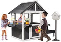 Wooden Outdoor Playhouse with Picnic Table, Toy Sink and Flower Boxes - Gray / White