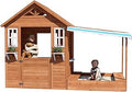 Wooden Outdoor Playhouse with Sandbox - Brown