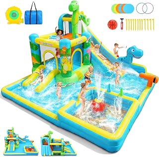 Kids Inflatable Water Slide Bounce House with Slide, Splash Pool and Blower
