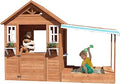 Wooden Outdoor Playhouse with Sandbox - Brown