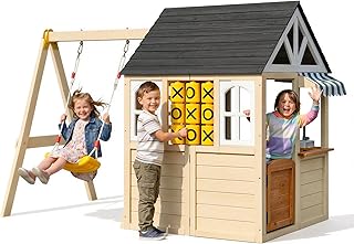 Wooden Outdoor Playhouse with Swing