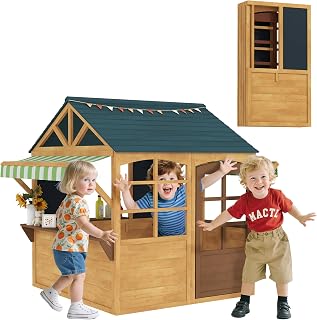 Wooden Playhouse with Windows, Door and Folding Design