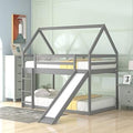 Twin Over Twin House Bunk Bed with Slide and Ladder