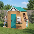 Wooden Playhouse with Chalkboard, Toy Sink and Half Door