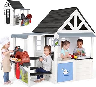 Wooden Outdoor Playhouse for Kids - Black