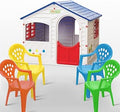 Kids Plastic Playhouse with Windows, Door and Chairs