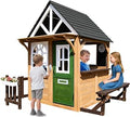 Cedar Wooden Outdoor Playhouse with Doorbell, Toy Sink and Windows - Gray / Brown